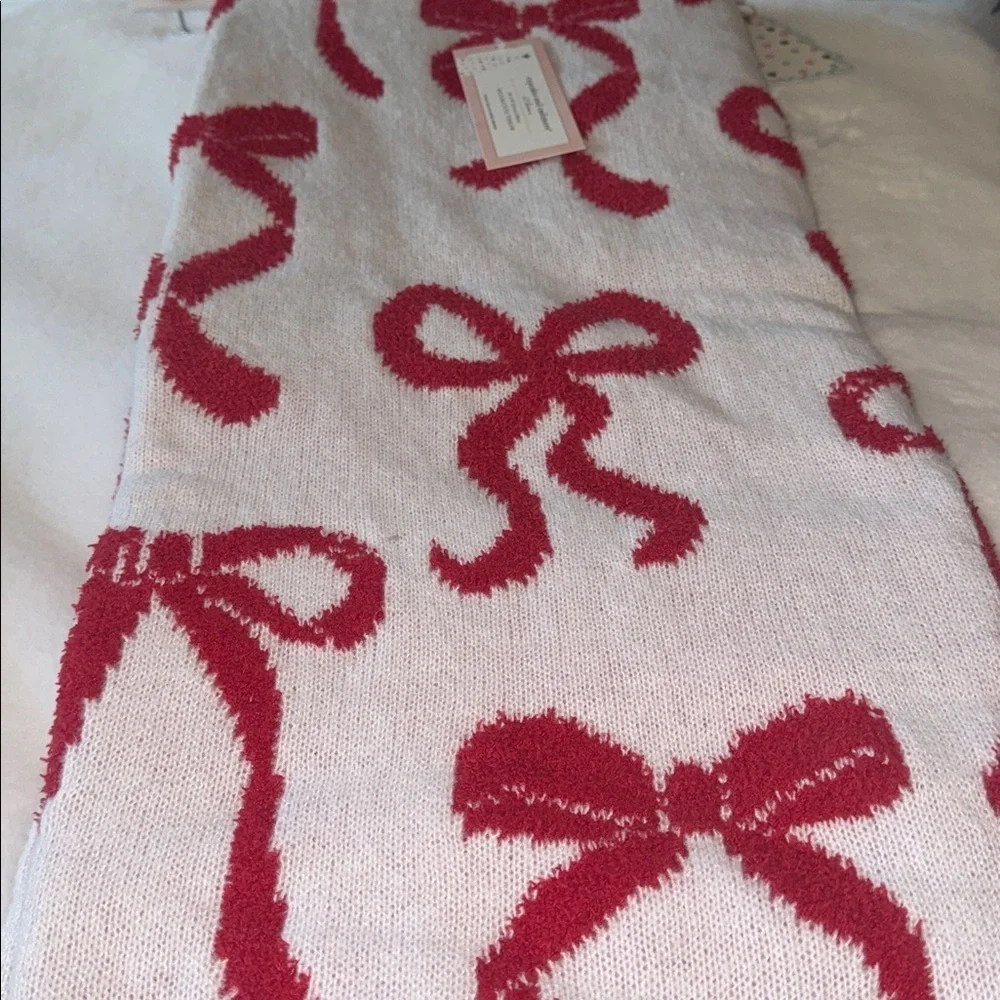 Cupcakes and Cashmere Coquette Red Christmas bow blanket